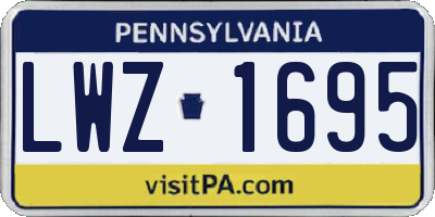 PA license plate LWZ1695