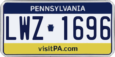 PA license plate LWZ1696