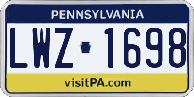 PA license plate LWZ1698
