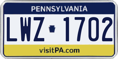 PA license plate LWZ1702