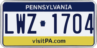 PA license plate LWZ1704