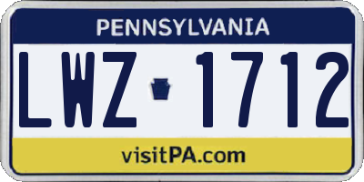 PA license plate LWZ1712