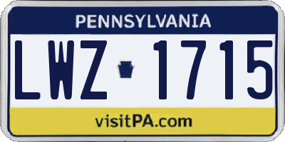 PA license plate LWZ1715