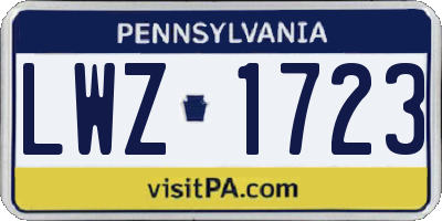 PA license plate LWZ1723