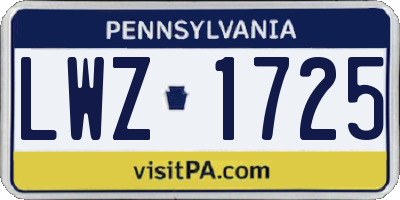 PA license plate LWZ1725