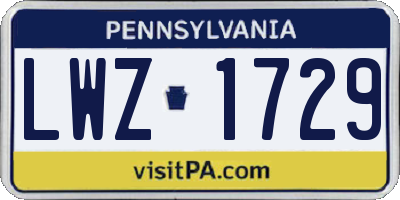 PA license plate LWZ1729