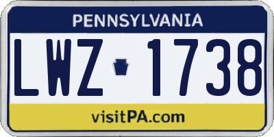 PA license plate LWZ1738