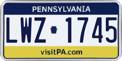 PA license plate LWZ1745