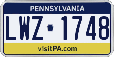 PA license plate LWZ1748