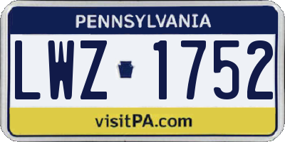 PA license plate LWZ1752