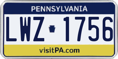 PA license plate LWZ1756