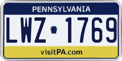 PA license plate LWZ1769