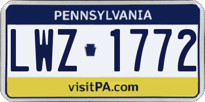 PA license plate LWZ1772