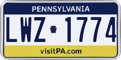 PA license plate LWZ1774