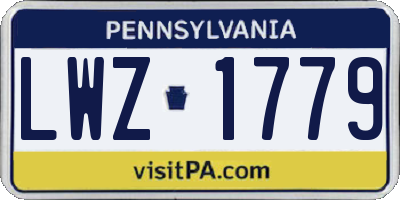 PA license plate LWZ1779