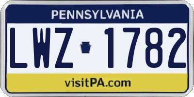 PA license plate LWZ1782