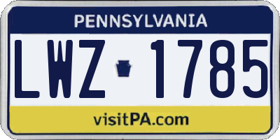 PA license plate LWZ1785
