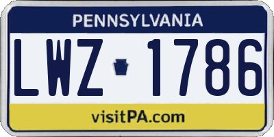 PA license plate LWZ1786