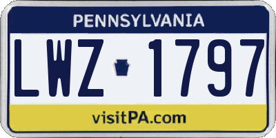 PA license plate LWZ1797