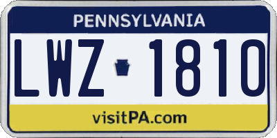 PA license plate LWZ1810