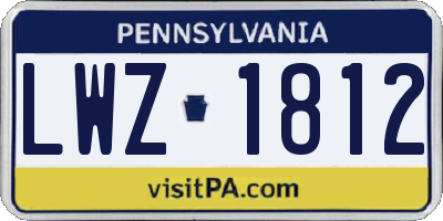 PA license plate LWZ1812