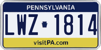 PA license plate LWZ1814