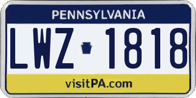 PA license plate LWZ1818