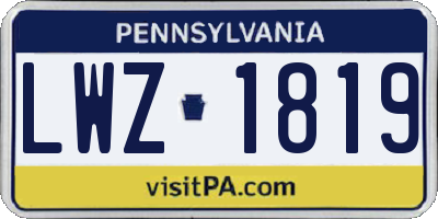 PA license plate LWZ1819