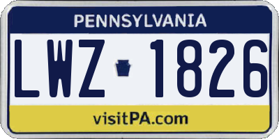 PA license plate LWZ1826