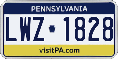 PA license plate LWZ1828