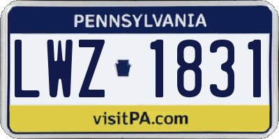 PA license plate LWZ1831