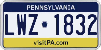 PA license plate LWZ1832