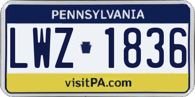 PA license plate LWZ1836