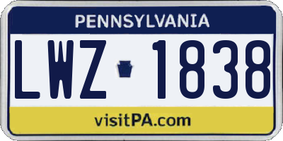 PA license plate LWZ1838
