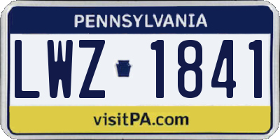 PA license plate LWZ1841
