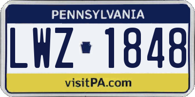 PA license plate LWZ1848