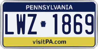 PA license plate LWZ1869