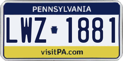 PA license plate LWZ1881