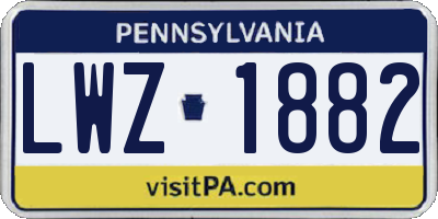 PA license plate LWZ1882