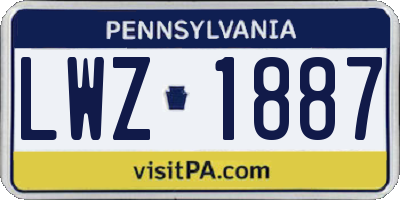 PA license plate LWZ1887