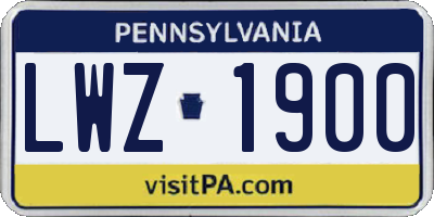 PA license plate LWZ1900