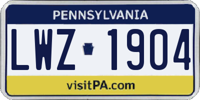 PA license plate LWZ1904
