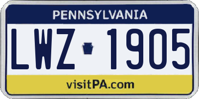 PA license plate LWZ1905