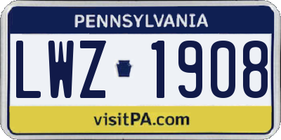 PA license plate LWZ1908