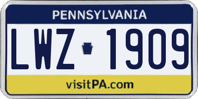 PA license plate LWZ1909