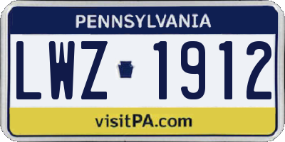 PA license plate LWZ1912