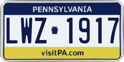 PA license plate LWZ1917