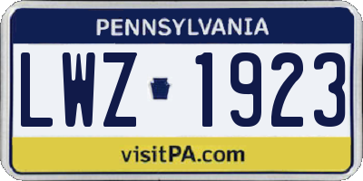 PA license plate LWZ1923