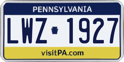 PA license plate LWZ1927