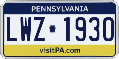 PA license plate LWZ1930